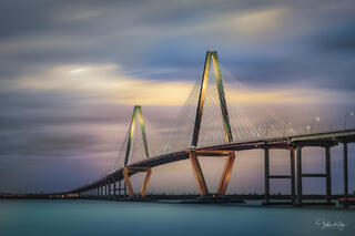 Long exposure Arthur Ravenel Jr. bridge in Charleston South Carolina