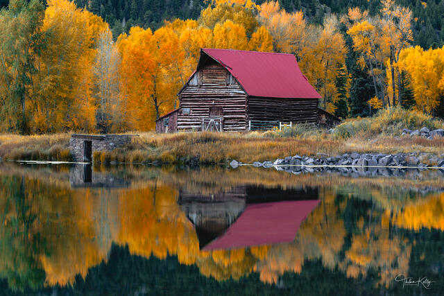 Autumn Barn Reflections print