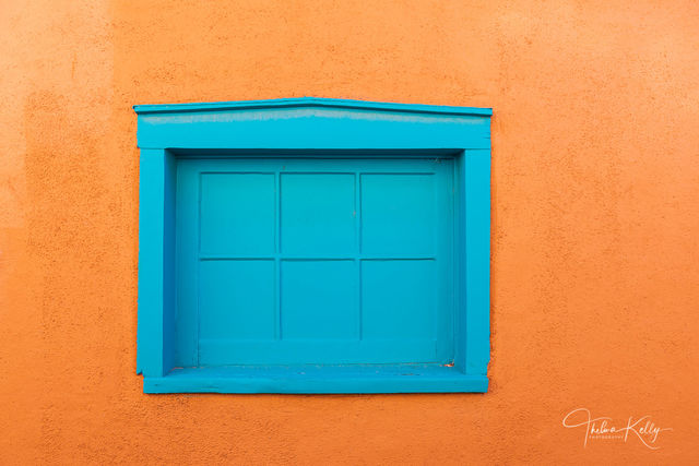 Blue Window Orange Wall print