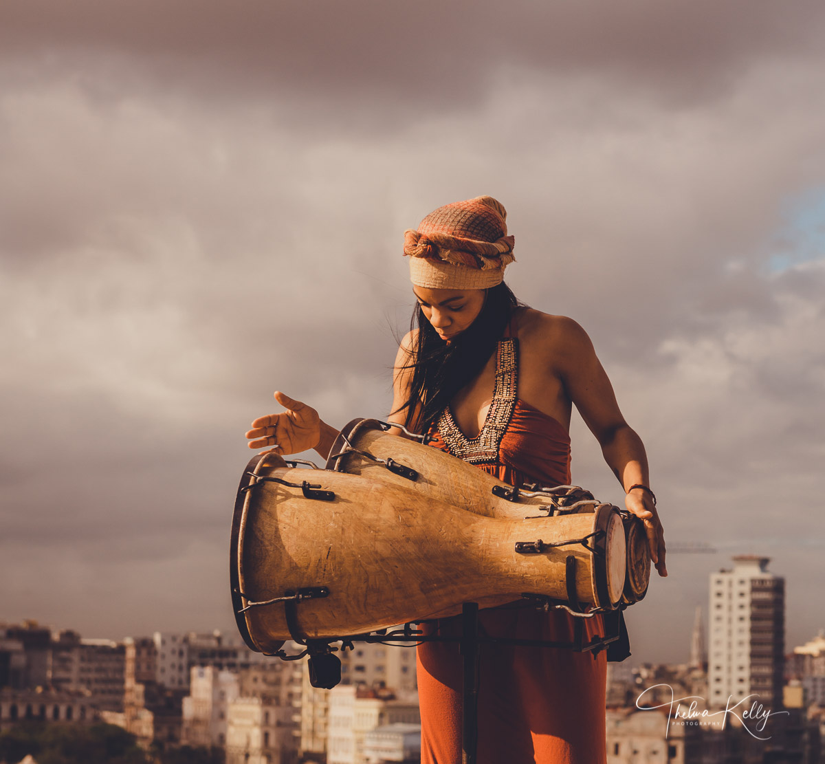 Girl With A Drum This young musician was filming a music video near the Malecón in Havana