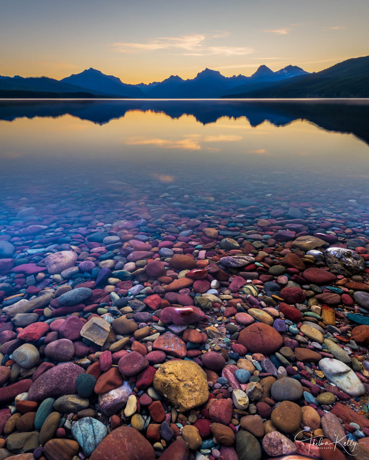 A Limited Edition of 50 A kaleidoscope of colorful rocks adorn the Lake McDonald's shoreline