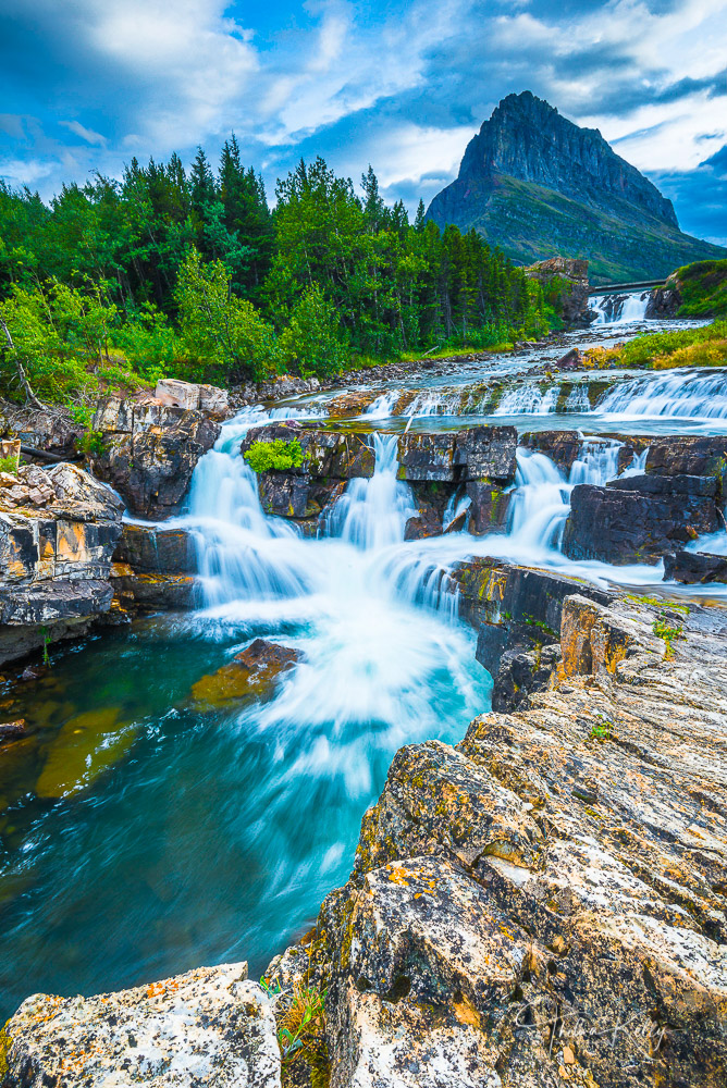 Triple Waterfall II Three waterfalls combine in Glacier National Park